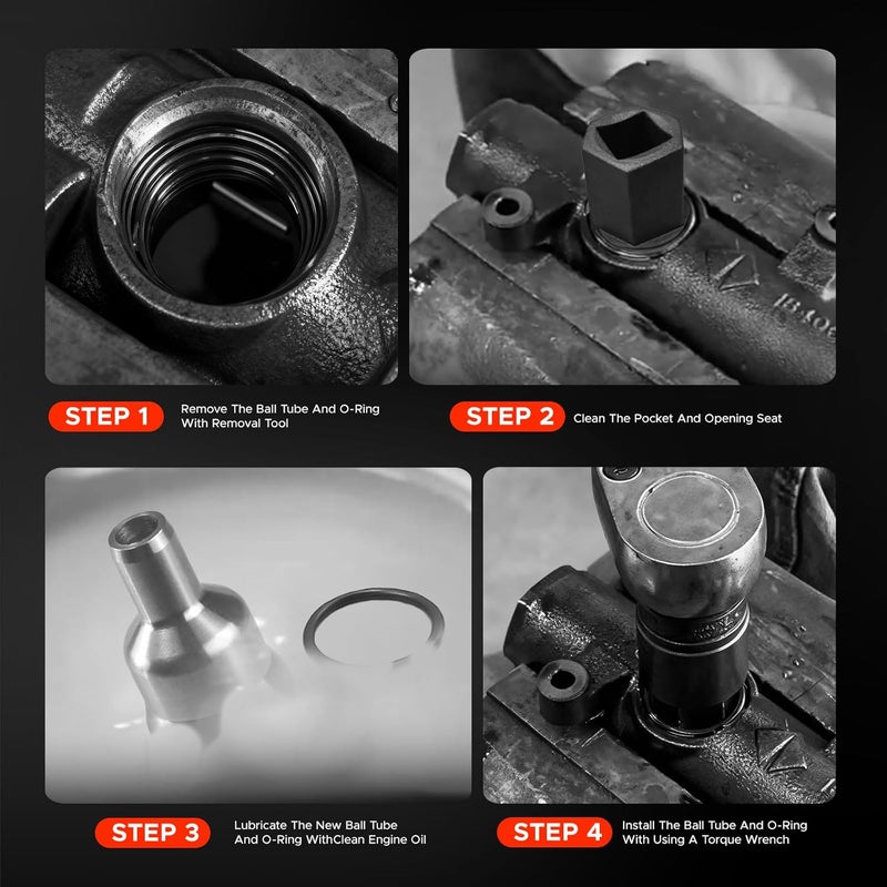 Rogierra High-Pressure Oil Rail Ball Tube Socket Oil Rail Leak Repair Kit for 2003-2010 Ford 6.0L Powerstroke 17PC - Image 4